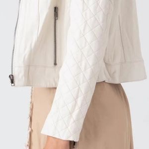 NESS Vegan Leather Moto Jacket Size M Pearl